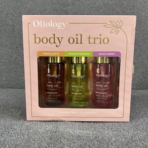Oliology Body Oil Trio Vanilla Latte Toasted Pistachio Black Cherry 2 oz each
